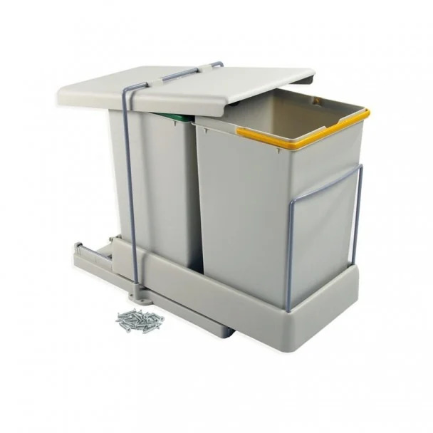Cubo Basura Cocina 14 + 14 L Extracción y Tapa Automática