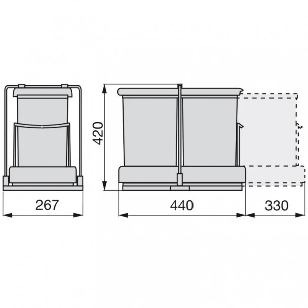 Cubo Basura Cocina 14 + 14 L Extracción y Tapa Automática