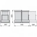 Cubo Basura Cocina 14 + 14 L Extracción y Tapa Automática