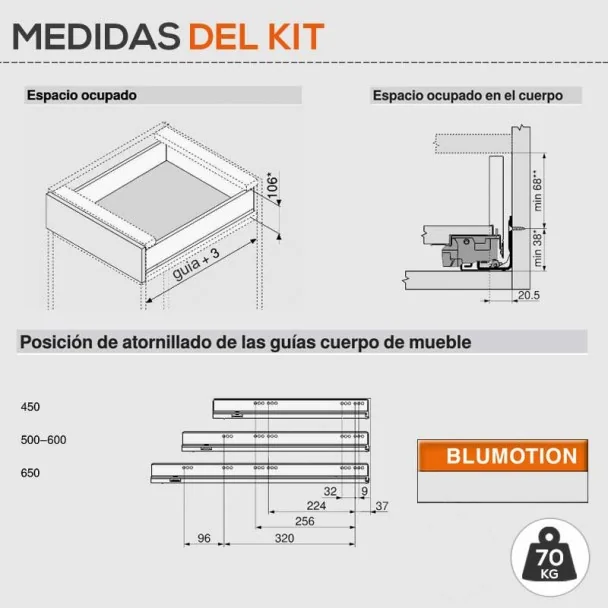 Cajón Gris 70 kg Legrabox Pure M