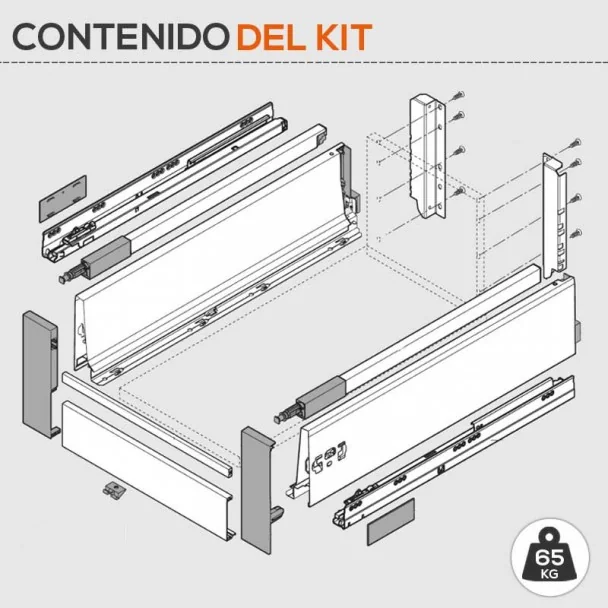Cacerolero Interior Blanco 65 kg Tandembox Antaro D para Cocina