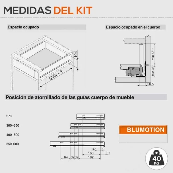 Cajón Interior Gris 40 kg Legrabox Pure M