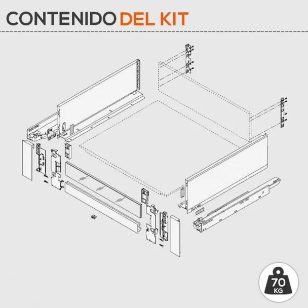 Cacerolero Interior Gris 70 kg Frente Cristal Legrabox Pure C