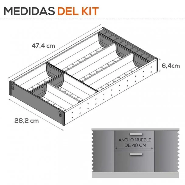 Cubertero Acero Inoxidable ORGA-LINE para Cajón de Cocina