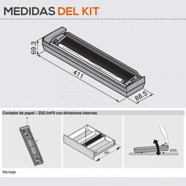 Cortador Papel Film Cocina Orga-Line Blum