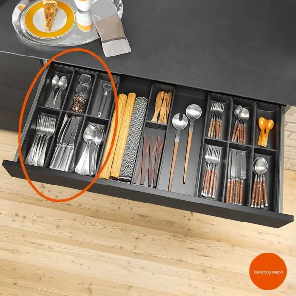 Cubertero AMBIA-LINE de acero para Cajón de Cocina LEGRABOX