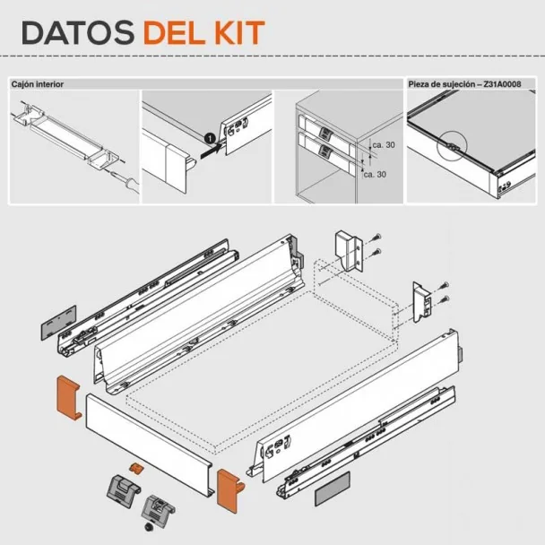 Adaptador Frontal para Cajón Interior Tandembox Antaro