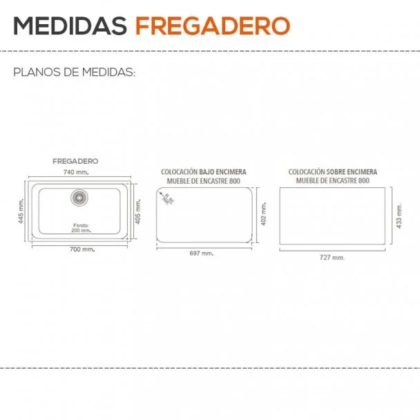 Fregadero Sintético 1 Seno Poalgi 165 GANDÍA 70