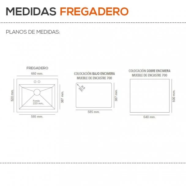 Fregadero Sintético 1 Seno Poalgi SHIRA 502