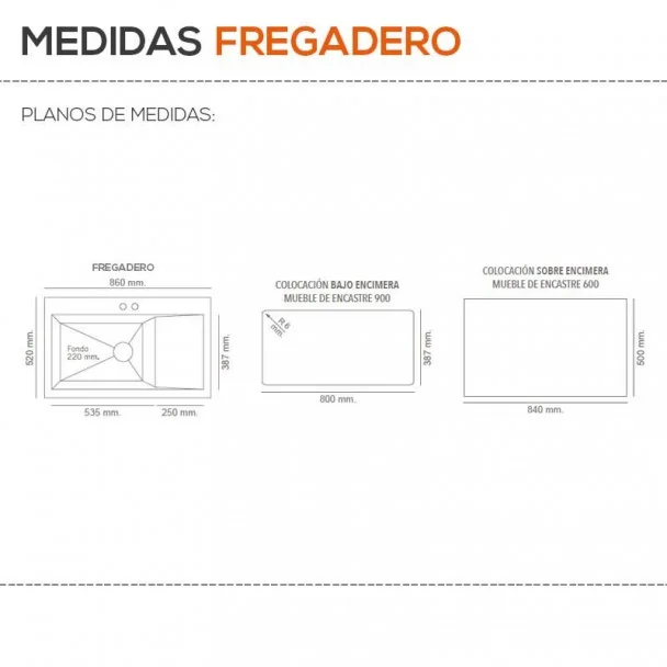 Fregadero Sintético 1 Seno con Escurridor Poalgi SHIRA 503