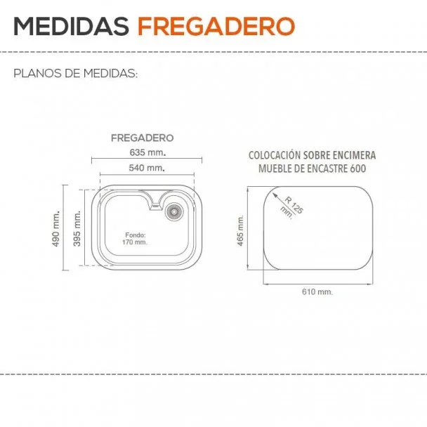 Fregadero Sintético 1 Seno Poalgi 105 RUBÍ