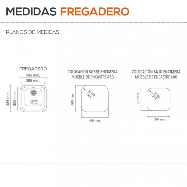 Fregadero Sintético 1 Seno Poalgi 152 ÁMBAR