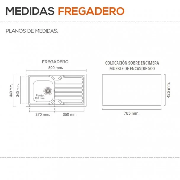 Fregadero Sintético 1 Seno con Escurridor Poalgi 116 TOPACIO