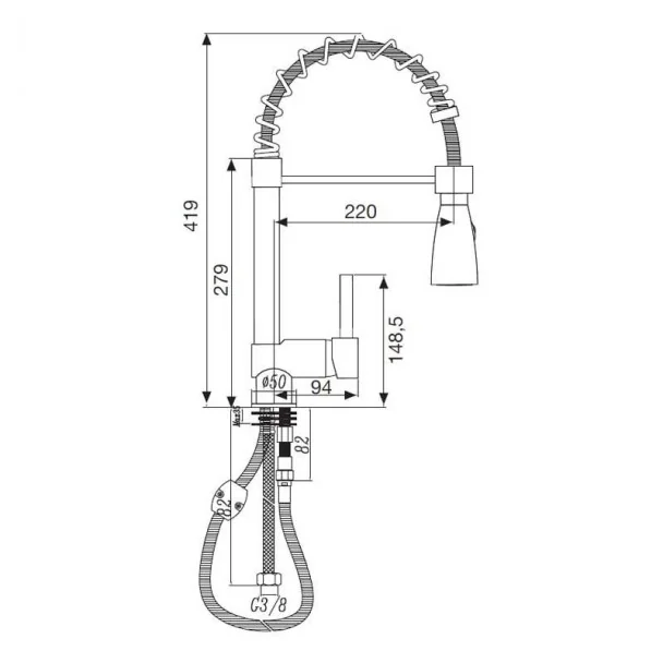 Grifo Industrial Muelle 01 para Cocina