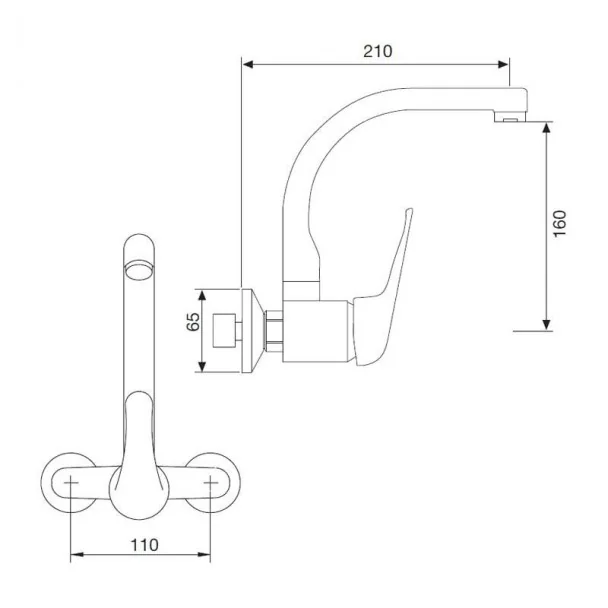 Grifo de Pared Norma Ancho 11 para Cocina