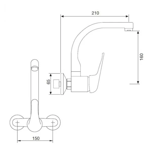 Grifo de Pared Norma Ancho 15 para Cocina