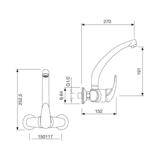 Grifo de Pared Norma Fundido para Cocina