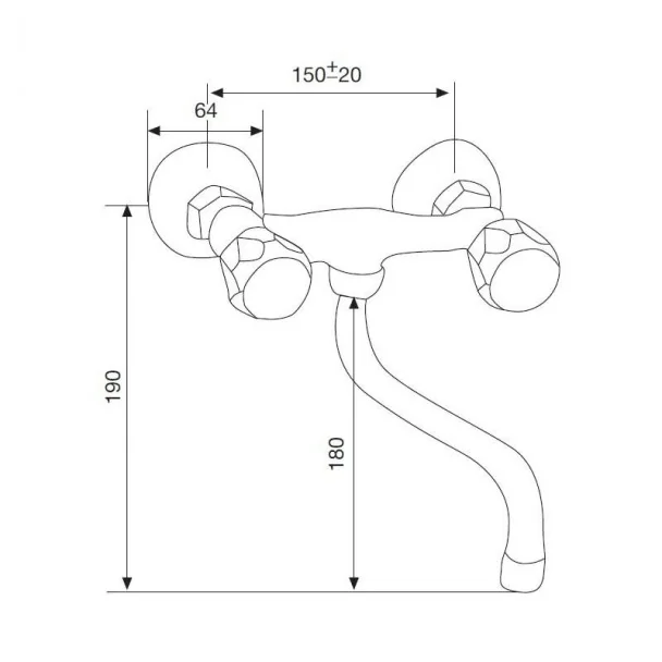 Grifo de Pared Bimando Caño Inferior Aida para Cocina