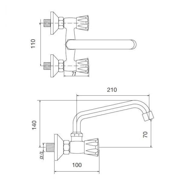 Grifo de Pared Aida Ancho 11 para Cocina