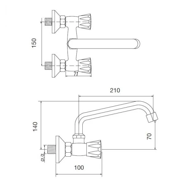 Grifo de Pared Aida Ancho 15 para Cocina