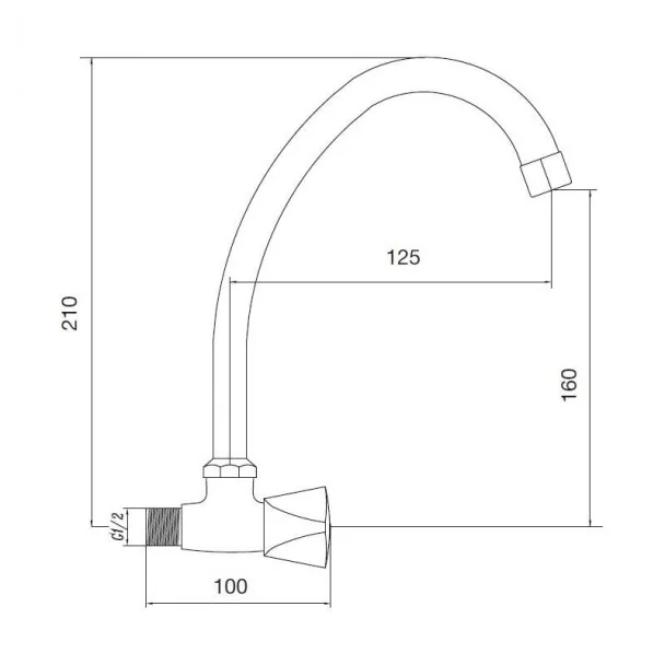 Grifo de Pared Aida Caño Alto para Cocina