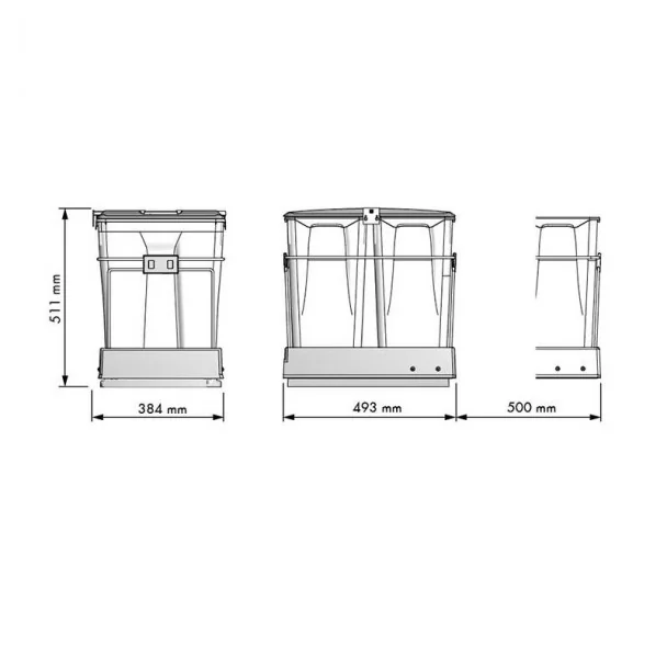Cubo de Basura Ecológico 30 + 30 L para Cocina | Menage Confort