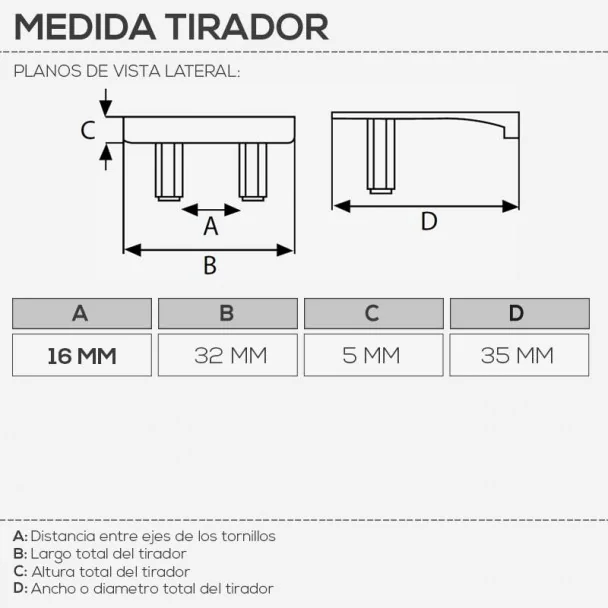 Tirador de Zamak Cromo Mate 4081E 32 mm