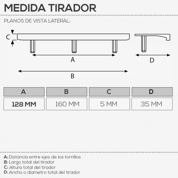 Tirador de Zamak Cromo Mate 4081E 160 mm