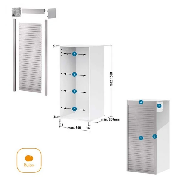 Kit Persiana 60 x 150 cm PVC Inox para Muebles de Cocina