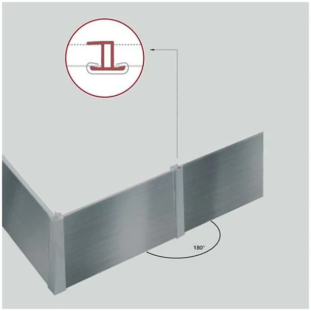 Unión Aluminio Cepillado para Zócalo de PVC Rodapié Cocina