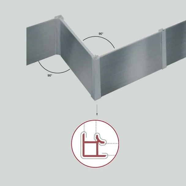 Ángulo 90º Aluminio Cepillado para Zócalo de PVC Rodapié Cocina