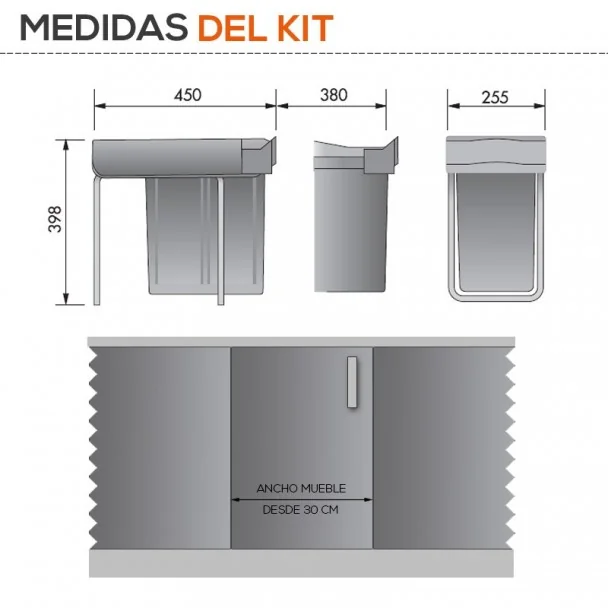 Cubo Basura Rectangular 21 L
