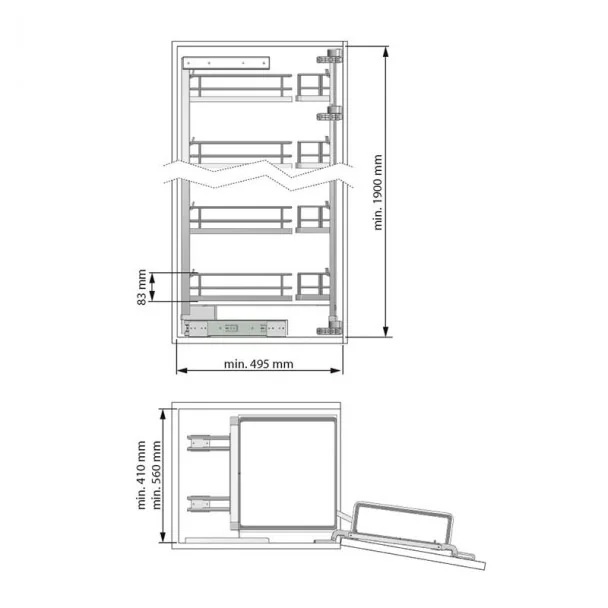 Kit Columna Despensero Extraible Línea Compact