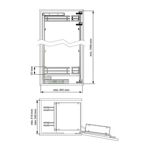 Kit Columna Despensero Extraíble Flat Cromo