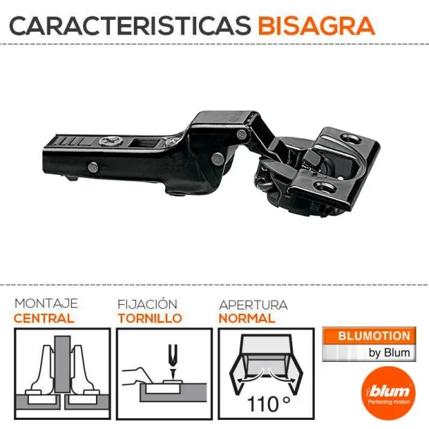 Bisagra Acodada 110º Ónix Blumotion