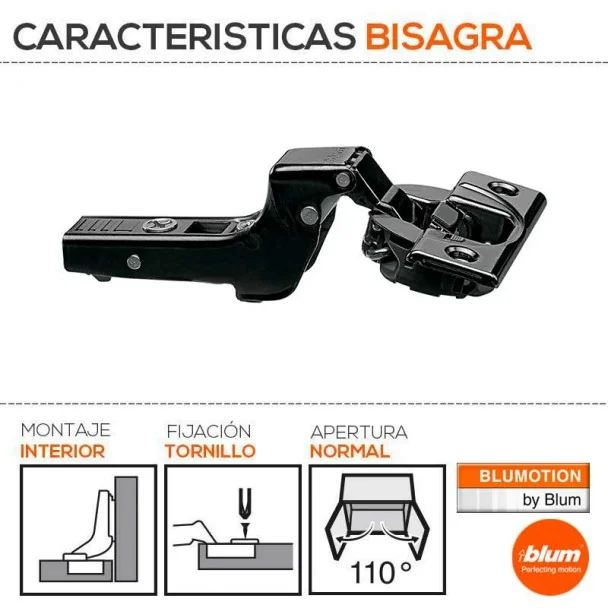 Bisagra Súper Acodada 110º Ónix Blumotion