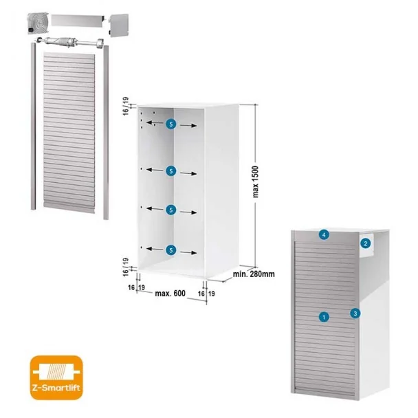 Kit Persiana 60 x 150 cm PVC Blanco Mate Z-Smartlift