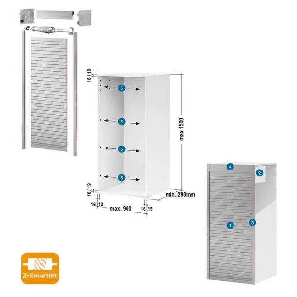 Kit Persiana 90 x 150 cm PVC Blanco Brillo Z-Smartlift