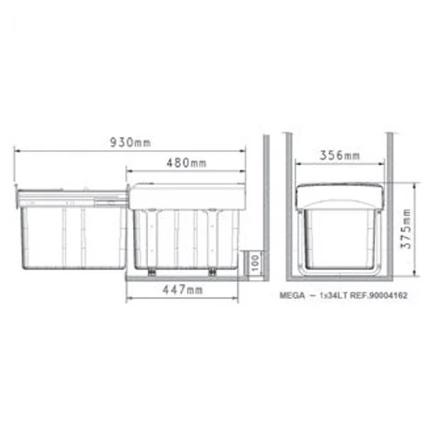 Cubo Basura Extraible 14 + 14 L para Mueble de 300 mm