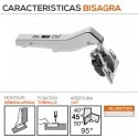 Bisagra +45º Blum de Ángulo Semisolapada Interior para Cocina