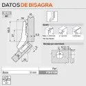Bisagra +45º Blum de Ángulo Semisolapada Interior para Cocina