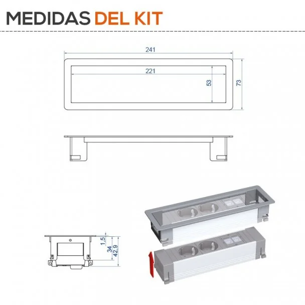 Cuadro 3 Enchufes Cocina Power Frame